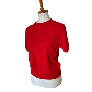 TSE 100% Cashmere Red Sweater, short sleeve, like new, Medium